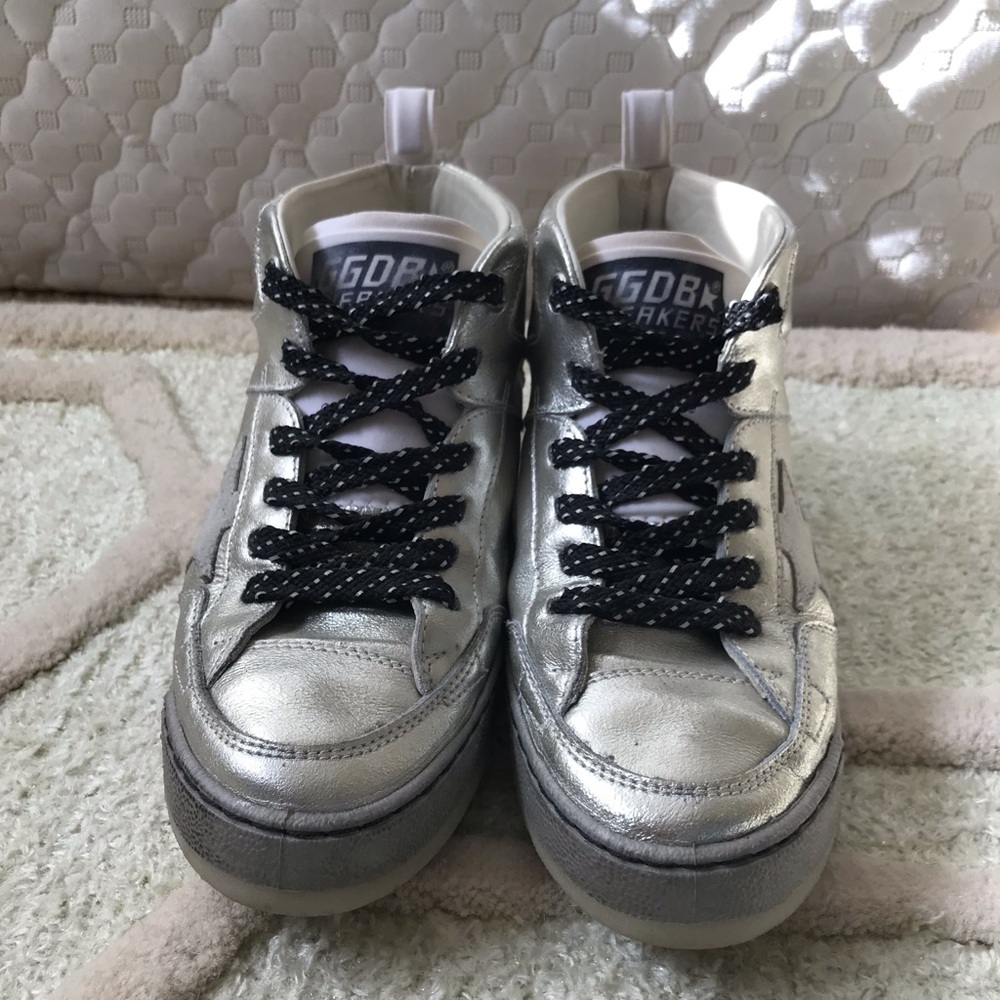 GGDB silver high top sneakers